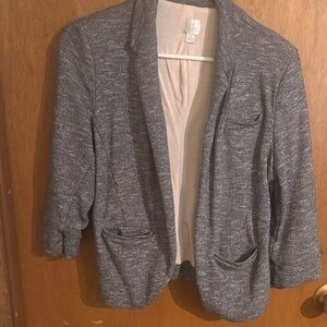 LC Lauren Conrad Heather Gray Open-Front Knit Blazer
